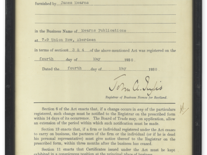 1930s Certificate of Registration