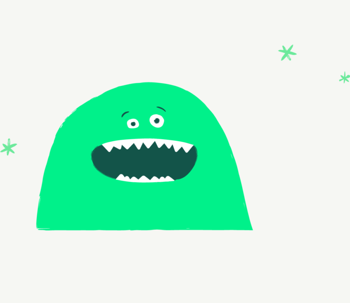 MG Illustration PR Monsters Happy Monster Grey BG