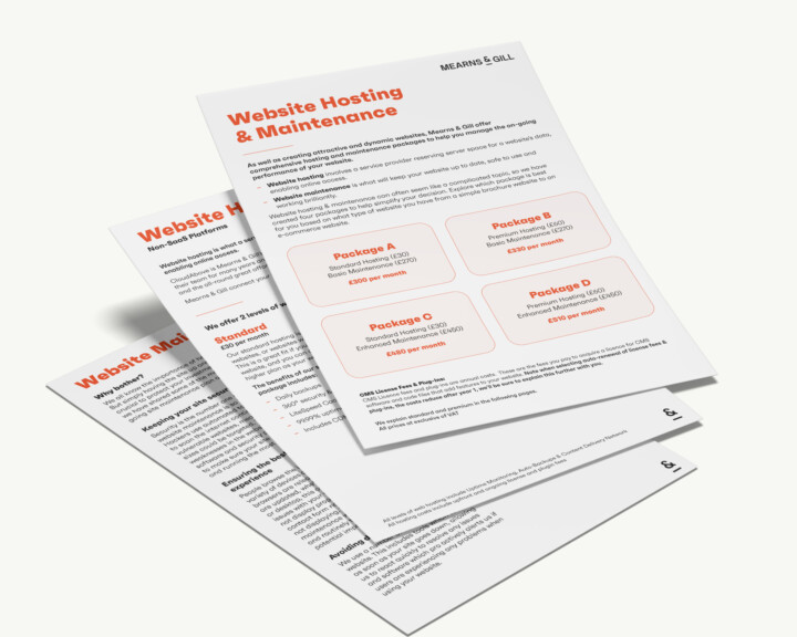 M&G Maintenance and hosting document mockup